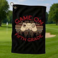 Game On Press Start! 5Th Grade Computer Games Gaming Gamer Funny Gift Golf Towel