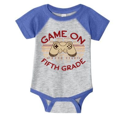 Game On Press Start! 5Th Grade Computer Games Gaming Gamer Funny Gift Infant Baby Jersey Bodysuit