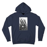 Giant Octopus Pirate Ship Vintage Kraken Sailing Squid Hoodie