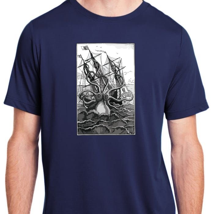 Giant Octopus Pirate Ship Vintage Kraken Sailing Squid Adult ChromaSoft Performance T-Shirt