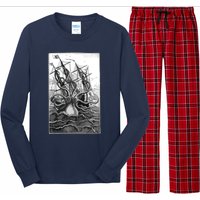 Giant Octopus Pirate Ship Vintage Kraken Sailing Squid Long Sleeve Pajama Set