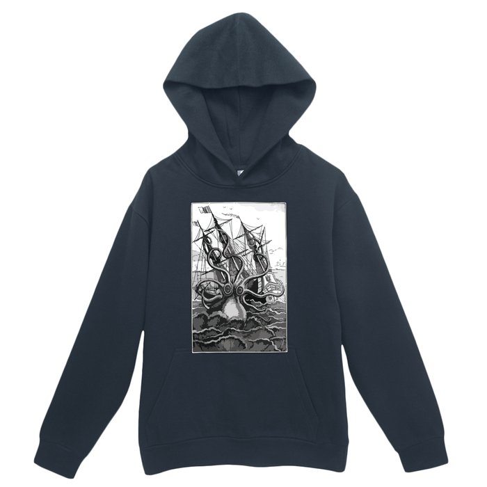 Giant Octopus Pirate Ship Vintage Kraken Sailing Squid Urban Pullover Hoodie