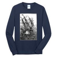 Giant Octopus Pirate Ship Vintage Kraken Sailing Squid Tall Long Sleeve T-Shirt