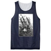 Giant Octopus Pirate Ship Vintage Kraken Sailing Squid Mesh Reversible Basketball Jersey Tank