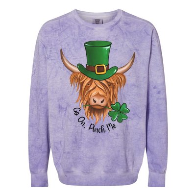 Go On Pinch Me St Patricks Day Cow Farmer Farming Colorblast Crewneck Sweatshirt