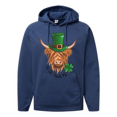 Go On Pinch Me St Patricks Day Cow Farmer Farming Performance Fleece Hoodie