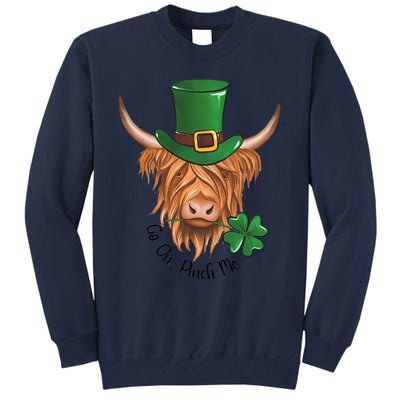 Go On Pinch Me St Patricks Day Cow Farmer Farming Tall Sweatshirt