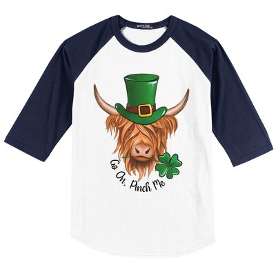 Go On Pinch Me St Patricks Day Cow Farmer Farming Baseball Sleeve Shirt