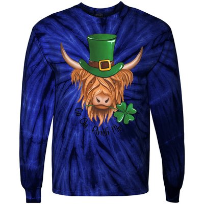 Go On Pinch Me St Patricks Day Cow Farmer Farming Tie-Dye Long Sleeve Shirt