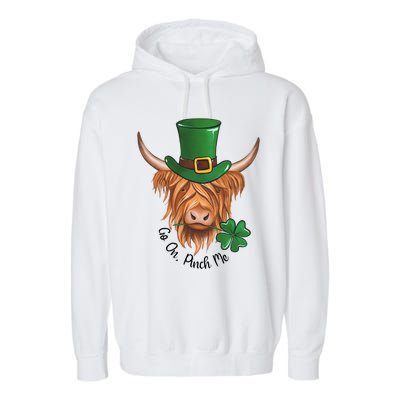 Go On Pinch Me St Patricks Day Cow Farmer Farming Garment-Dyed Fleece Hoodie