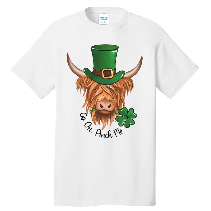 Go On Pinch Me St Patricks Day Cow Farmer Farming Tall T-Shirt