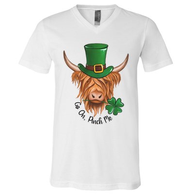 Go On Pinch Me St Patricks Day Cow Farmer Farming V-Neck T-Shirt