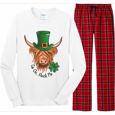 Go On Pinch Me St Patricks Day Cow Farmer Farming Long Sleeve Pajama Set