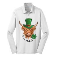 Go On Pinch Me St Patricks Day Cow Farmer Farming Silk Touch Performance Long Sleeve Polo