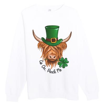 Go On Pinch Me St Patricks Day Cow Farmer Farming Premium Crewneck Sweatshirt