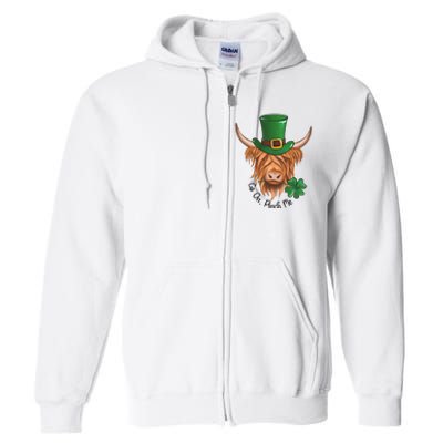 Go On Pinch Me St Patricks Day Cow Farmer Farming Full Zip Hoodie