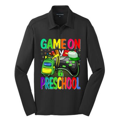 Game On Preschool Back To School Preschool Level Unlocked Gift Silk Touch Performance Long Sleeve Polo