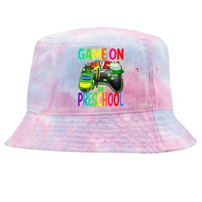 Game On Preschool Back To School Preschool Level Unlocked Gift Tie-Dyed Bucket Hat