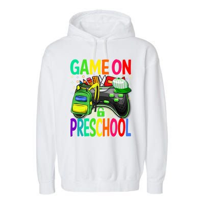 Game On Preschool Back To School Preschool Level Unlocked Gift Garment-Dyed Fleece Hoodie