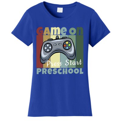 Game On Press Start Preschool Gamer Back To School Vintage Cute Gift Women's T-Shirt