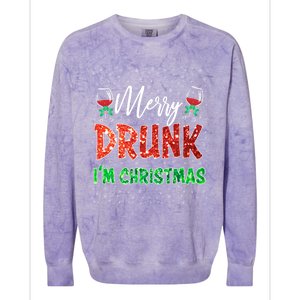 Glass Of Red Wine Merry Drunk IM Christmas Funny Xmas Gift Colorblast Crewneck Sweatshirt