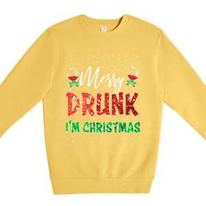 Glass Of Red Wine Merry Drunk IM Christmas Funny Xmas Gift Premium Crewneck Sweatshirt