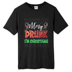 Glass Of Red Wine Merry Drunk IM Christmas Funny Xmas Gift Tall Fusion ChromaSoft Performance T-Shirt