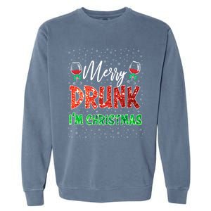 Glass Of Red Wine Merry Drunk IM Christmas Funny Xmas Gift Garment-Dyed Sweatshirt