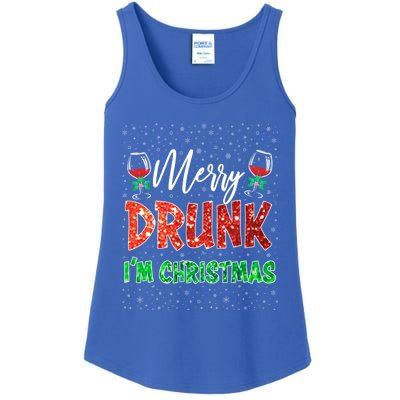 Glass Of Red Wine Merry Drunk IM Christmas Funny Xmas Gift Ladies Essential Tank