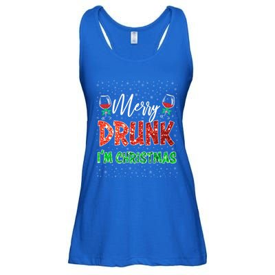 Glass Of Red Wine Merry Drunk IM Christmas Funny Xmas Gift Ladies Essential Flowy Tank