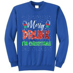 Glass Of Red Wine Merry Drunk IM Christmas Funny Xmas Gift Tall Sweatshirt