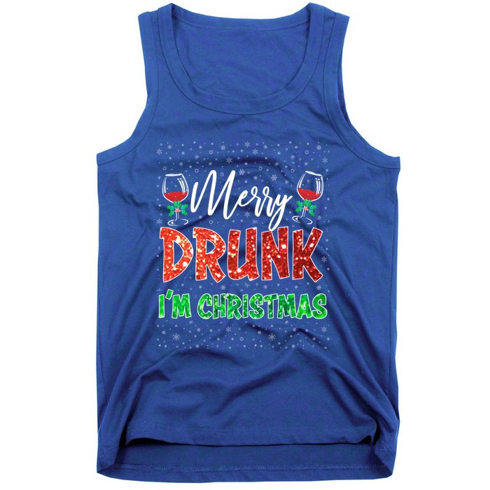 Glass Of Red Wine Merry Drunk IM Christmas Funny Xmas Gift Tank Top