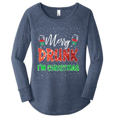 Glass Of Red Wine Merry Drunk IM Christmas Funny Xmas Gift Women's Perfect Tri Tunic Long Sleeve Shirt