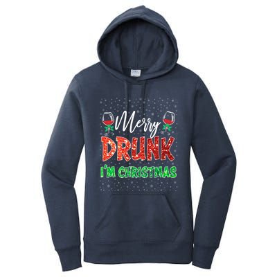 Glass Of Red Wine Merry Drunk IM Christmas Funny Xmas Gift Women's Pullover Hoodie