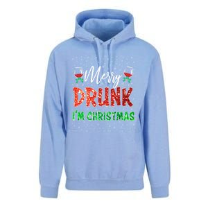 Glass Of Red Wine Merry Drunk IM Christmas Funny Xmas Gift Unisex Surf Hoodie