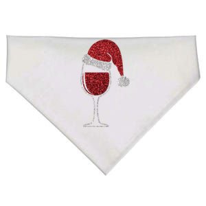 Glass Of Red Wine With Santa Hat Funny Wine Great Gift USA-Made Doggie Bandana