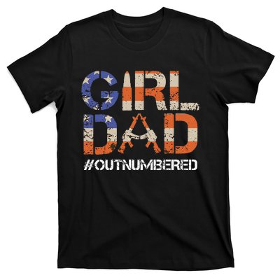 GirlDad Outnumbered Retro Fathers Day From Wife Daughter T-Shirt