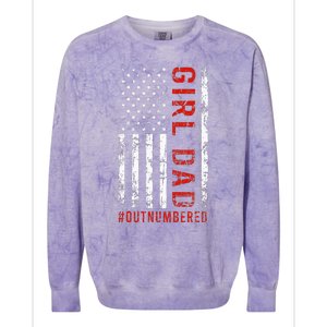 GirlDad Outnumbered Retro Fathers Day From Wife Daughter Colorblast Crewneck Sweatshirt