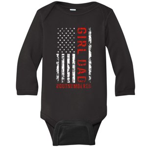 GirlDad Outnumbered Retro Fathers Day From Wife Daughter Baby Long Sleeve Bodysuit