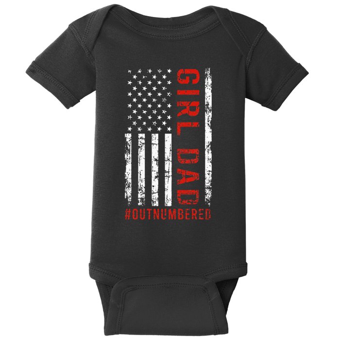 GirlDad Outnumbered Retro Fathers Day From Wife Daughter Baby Bodysuit