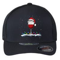 Glass Of Red Wine With Santa Hat Funny Wine Christmas Flexfit Unipanel Trucker Cap