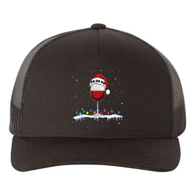 Glass Of Red Wine With Santa Hat Funny Wine Christmas Yupoong Adult 5-Panel Trucker Hat