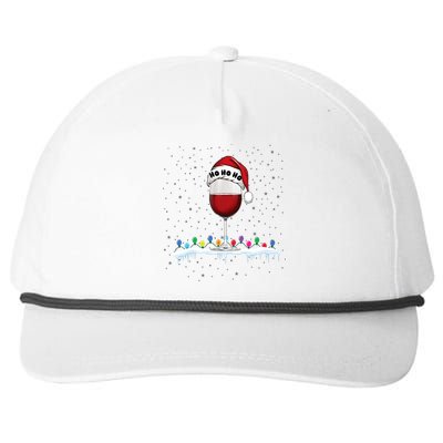 Glass Of Red Wine With Santa Hat Funny Wine Christmas Snapback Five-Panel Rope Hat