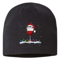 Glass Of Red Wine With Santa Hat Funny Wine Christmas Sustainable Beanie