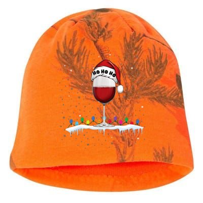 Glass Of Red Wine With Santa Hat Funny Wine Christmas Kati - Camo Knit Beanie