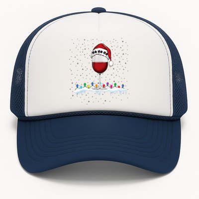 Glass Of Red Wine With Santa Hat Funny Wine Christmas Trucker Hat