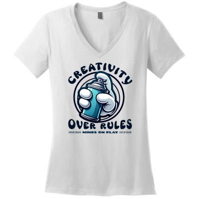 Graffiti Over Rules: Break All Boundaries Women's V-Neck T-Shirt