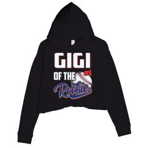 Gigi Of Rookie 1 Years Old Team 1st Birthday Baseball Crop Fleece Hoodie