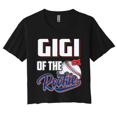 Gigi Of Rookie 1 Years Old Team 1st Birthday Baseball Women's Crop Top Tee