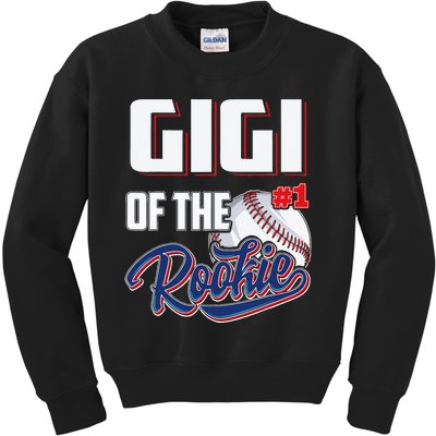 Gigi Of Rookie 1 Years Old Team 1st Birthday Baseball Kids Sweatshirt